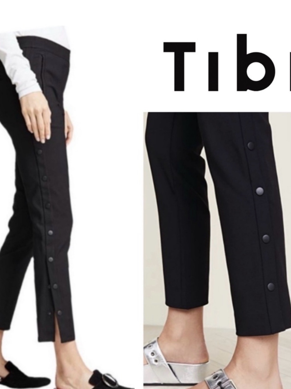 Tibi ANSON Side Snap Black Trouser Pants